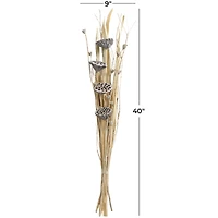 40" Gray Dried Plant Bouquet Lotus Flower Natural Foliage with Grass & Branch Accents