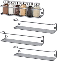 NEX™ Silver Wall-Mount Metal Spice Racks for Kitchen Storage, 4ct.