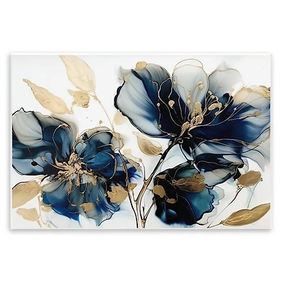 Stupell Industries Blue Swirling Modern Flowers Wall Plaque Art