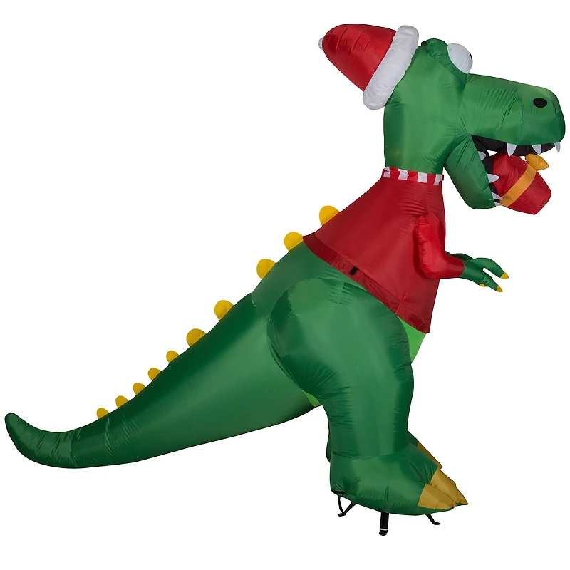 7.5ft. Airblown® Inflatable Christmas T-Rex with Gift