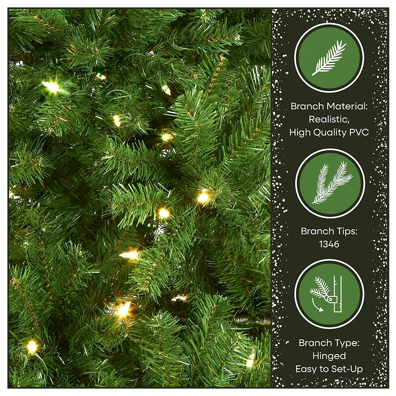 7.5ft. Pre-Lit PowerConnect™ North Valley Spruce Artificial Christmas Tree, Light Parade® LED Lights