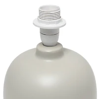 Simple Designs 12" Petite Mid Century Dark Woodgrain Base Table Lamp