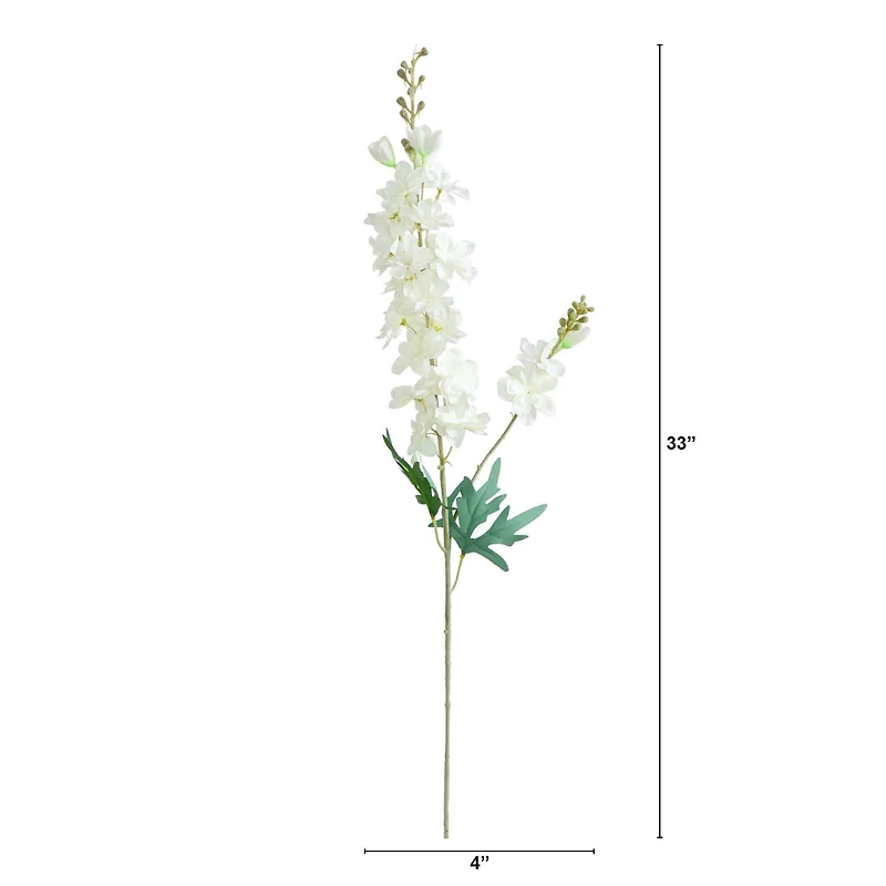 33" White Delphinium Flower Stems, 3ct.