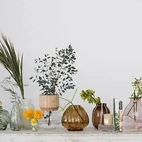 Hello Honey® 9.75" Brown Round Fluted Glass Vase