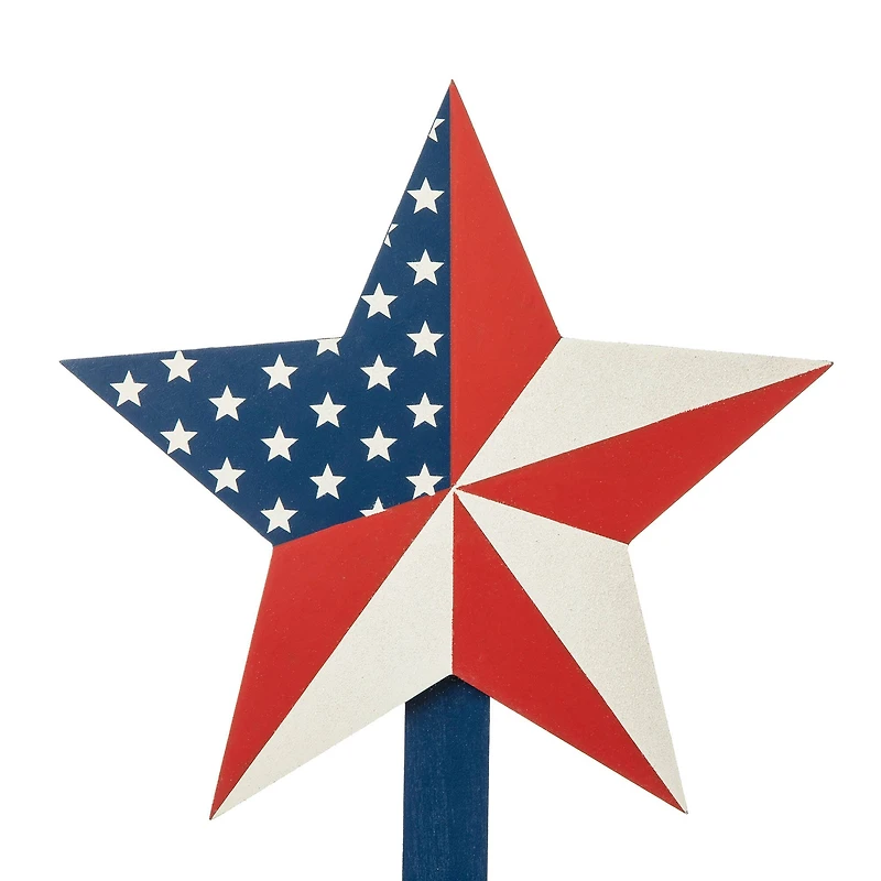 Glitzhome® Wood Patriotic Star Yard Stakes, 3ct.