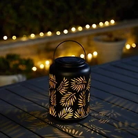 Glitzhome® 8.5" Leaf Cutout Solar Powered Hanging Lantern