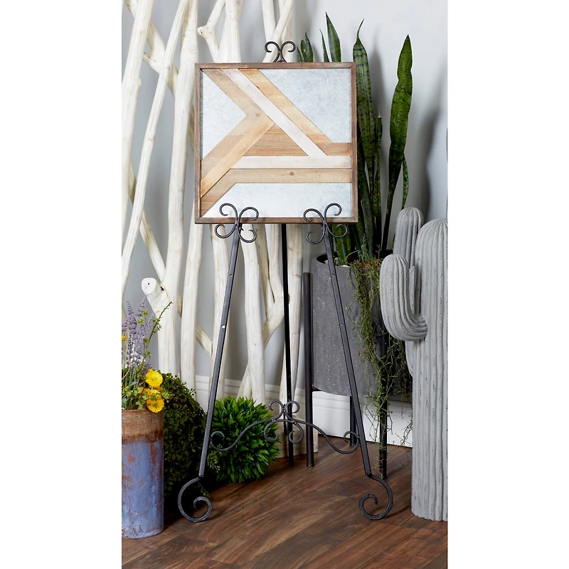Traditional Black Iron Floor Easel, 46" x 21" x 22"