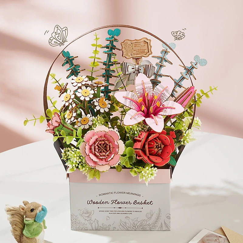Rowood Wooden Flower Basket DIY 3D Puzzle Kit