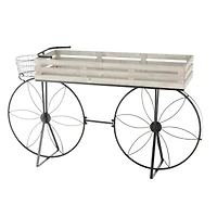 56" Cream Metal Floral Plantstand