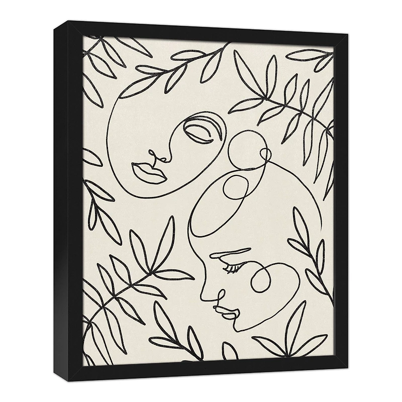 Botanical Faces 16" x 20" Black Framed Canvas