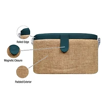 SINGER® Large Burlap Fabric Premium Round Sewing Basket with Travel Sewing Kit