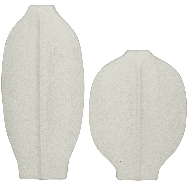 CosmoLiving by Cosmopolitan White Ceramic Textured Vase Set of 2 18", 13"