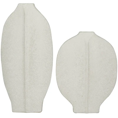 CosmoLiving by Cosmopolitan White Ceramic Textured Vase Set of 2 18", 13"