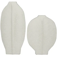 CosmoLiving by Cosmopolitan White Ceramic Textured Vase Set of 2 18", 13"