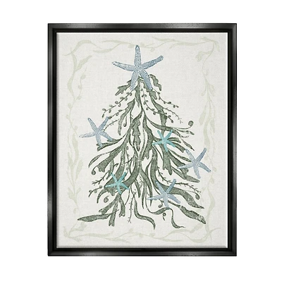 Stupell Industries Nautical Christmas Tree Sea Life Framed Floater Canvas Wall Art
