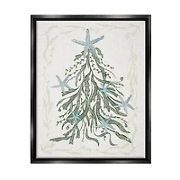 Stupell Industries Nautical Christmas Tree Sea Life Framed Floater Canvas Wall Art
