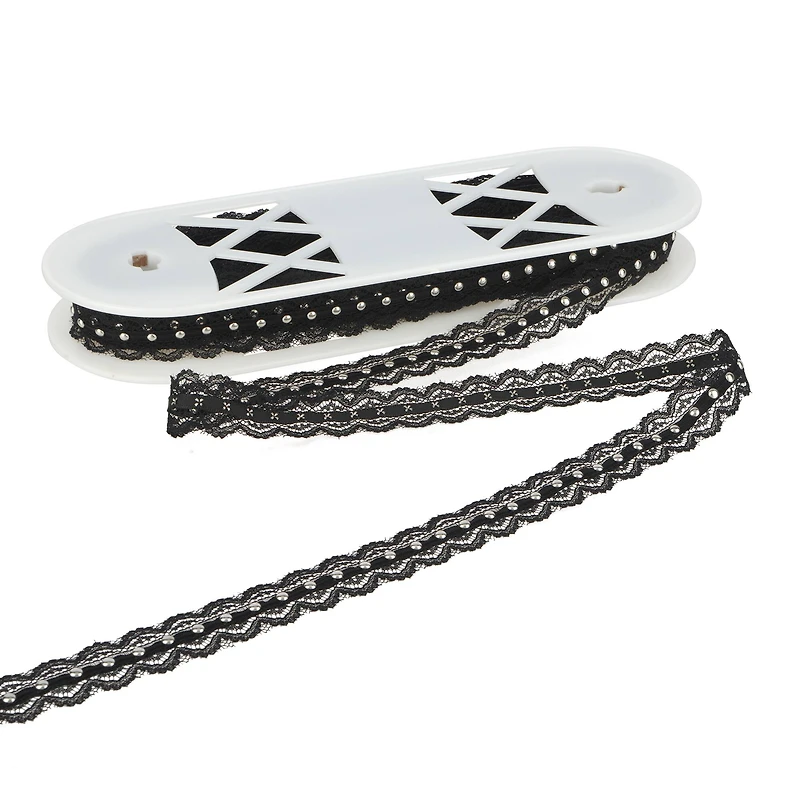 0.75" Black Lace Trim with Beads by Celebrate It®