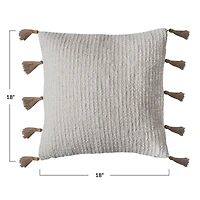 Hello Honey® 18" Natural Cotton & Linen Blend Pillow with Jute Tassels
