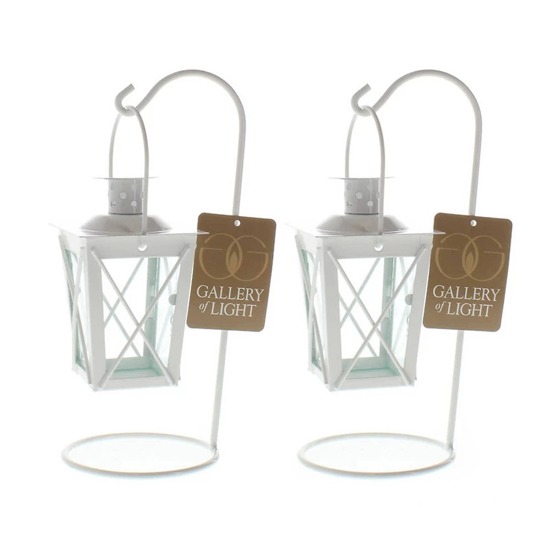 9" White Railroad Candle Lanterns