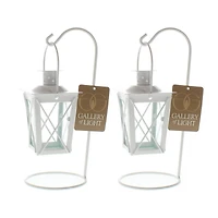 9" White Railroad Candle Lanterns