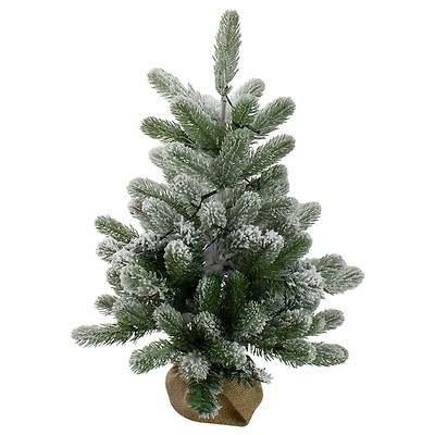 2ft. Pre-Lit Frosted Pine Artificial Christmas Tree in Burlap Pot, Warm White Lights