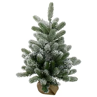 2ft. Pre-Lit Frosted Pine Artificial Christmas Tree in Burlap Pot, Warm White Lights