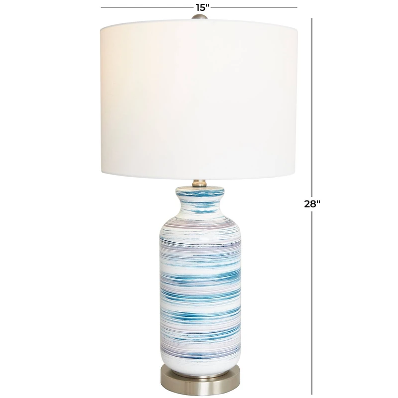 2ft. Contemporary Blue Glass Accent Lamp