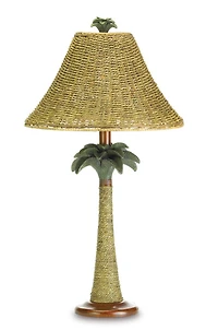 25.5" Palm Tree Rattan Lamp