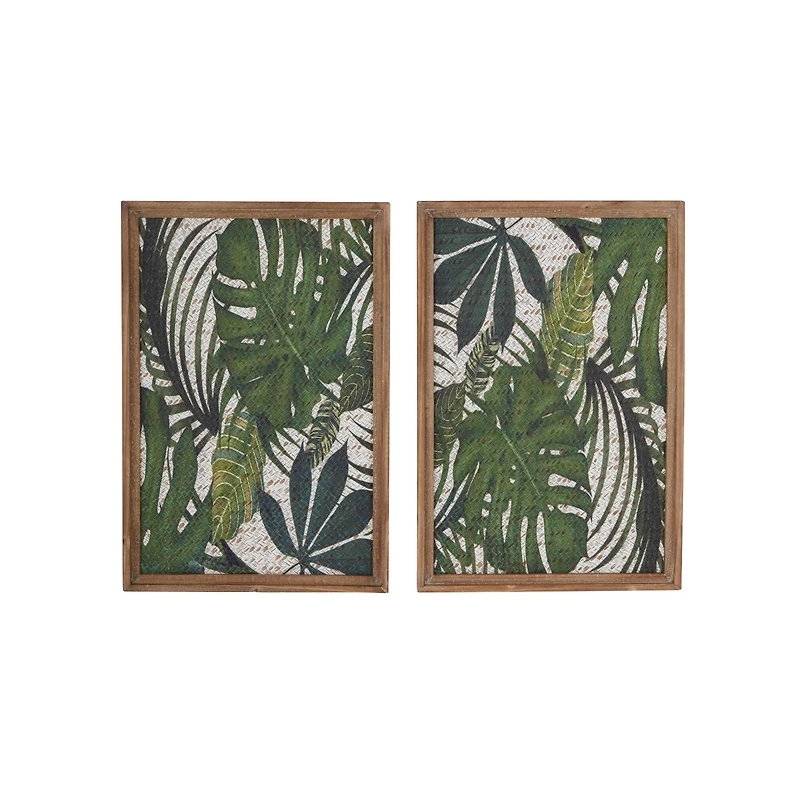 25" Green & Brown Wood Boho Palm Wall Decor, 2ct.