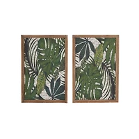 25" Green & Brown Wood Boho Palm Wall Decor, 2ct.