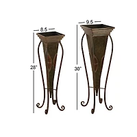Brown Metal Rustic Planter with Curved Legs Set