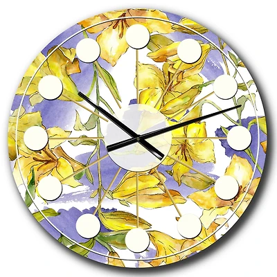 Designart 'Retro Handdrawn Poppies V Mid-Century Modern Wall Clock