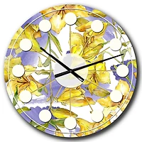 Designart 'Retro Handdrawn Poppies V Mid-Century Modern Wall Clock