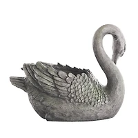 23" Gray Swan Textured Planter with Patina Accents