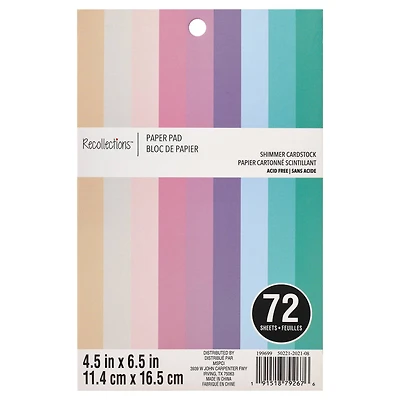 Pastel Pearlized 4.5" x 6.5" Paper Pad by Recollections™, 72 Sheets