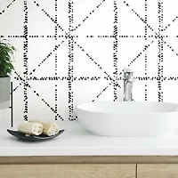RoomMates Black Diamond Grid Specks Peel & Stick Wallpaper