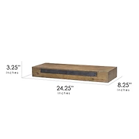 Small Walnut Brown Rustic Wood Floating Wall Shelf