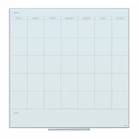 U Brands White 36" x 36" Frosted Floating Non-Magnetic Glass Dry-Erase Monthly Calendar Board