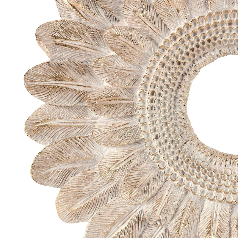 17" Cream Bird Feather Ring Sculpture