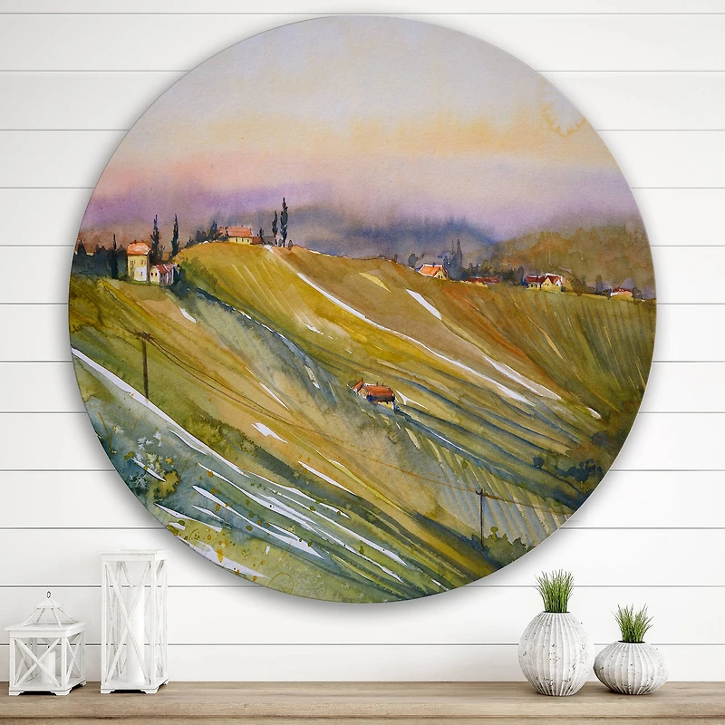 Designart - Vineyard At Dawn In Tuscany Italy
