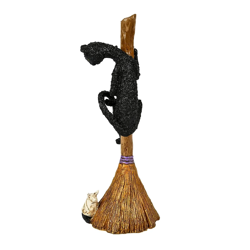 21" Halloween Black Cat Climbing Broom