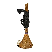21" Halloween Black Cat Climbing Broom