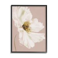 Stupell Industries Abstract White Petal Flower Expressive Flower Beige Green Framed Wall Art