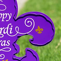 Glitzhome® 24" Mardi Gras Metal Fleur-de-Lis Yard Stake