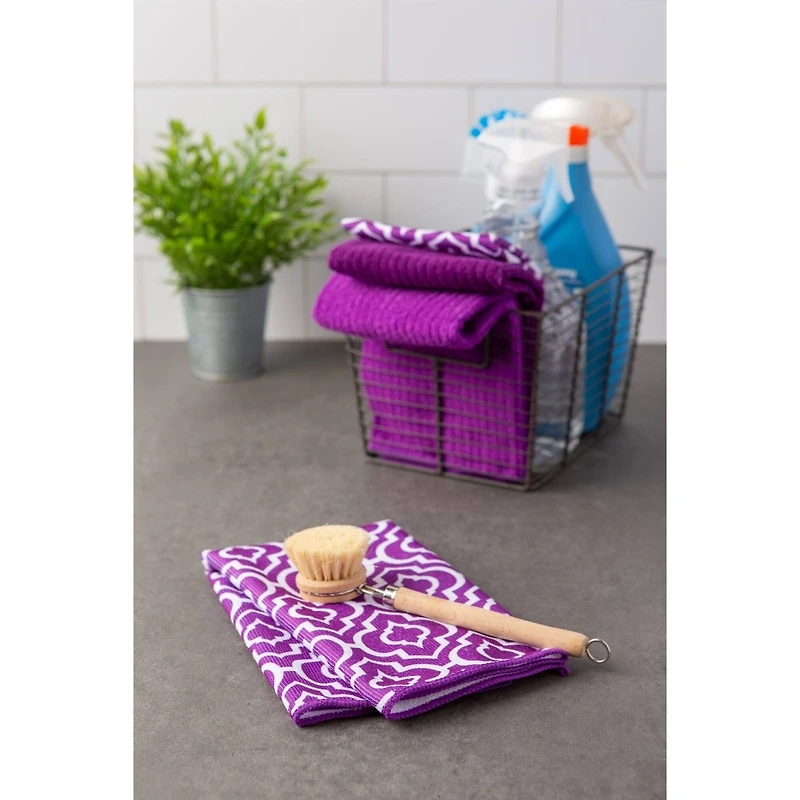 Eggplant Lattice Microfiber Dishtowel, 4ct.