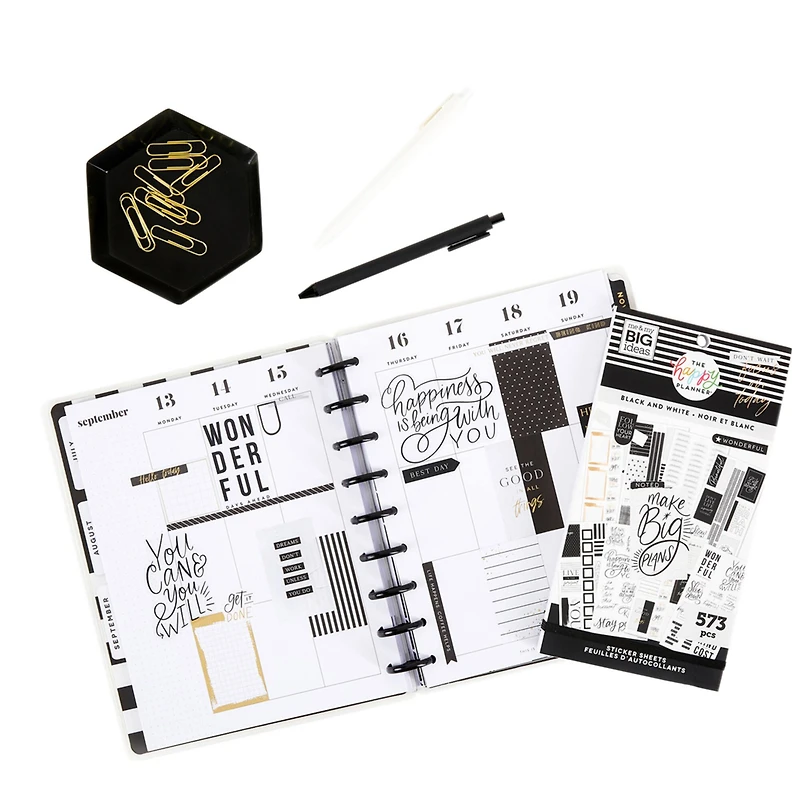 The Happy Planner® Black & White Value Pack Stickers