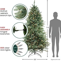 7.5ft. Pre-Lit Washington Frasier Artificial Christmas Tree, Clear Lights