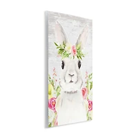 Stupell Industries Rustic Easter Bunny Flower Crown Spring Bouquet Wall Plaque Art