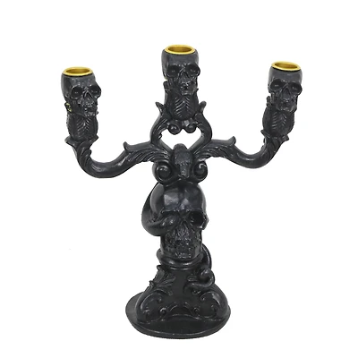 10.75" Black Skull Candelabra Tabletop Décor by Ashland®