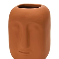 8" Latex Glaze Stoneware Planter with Face